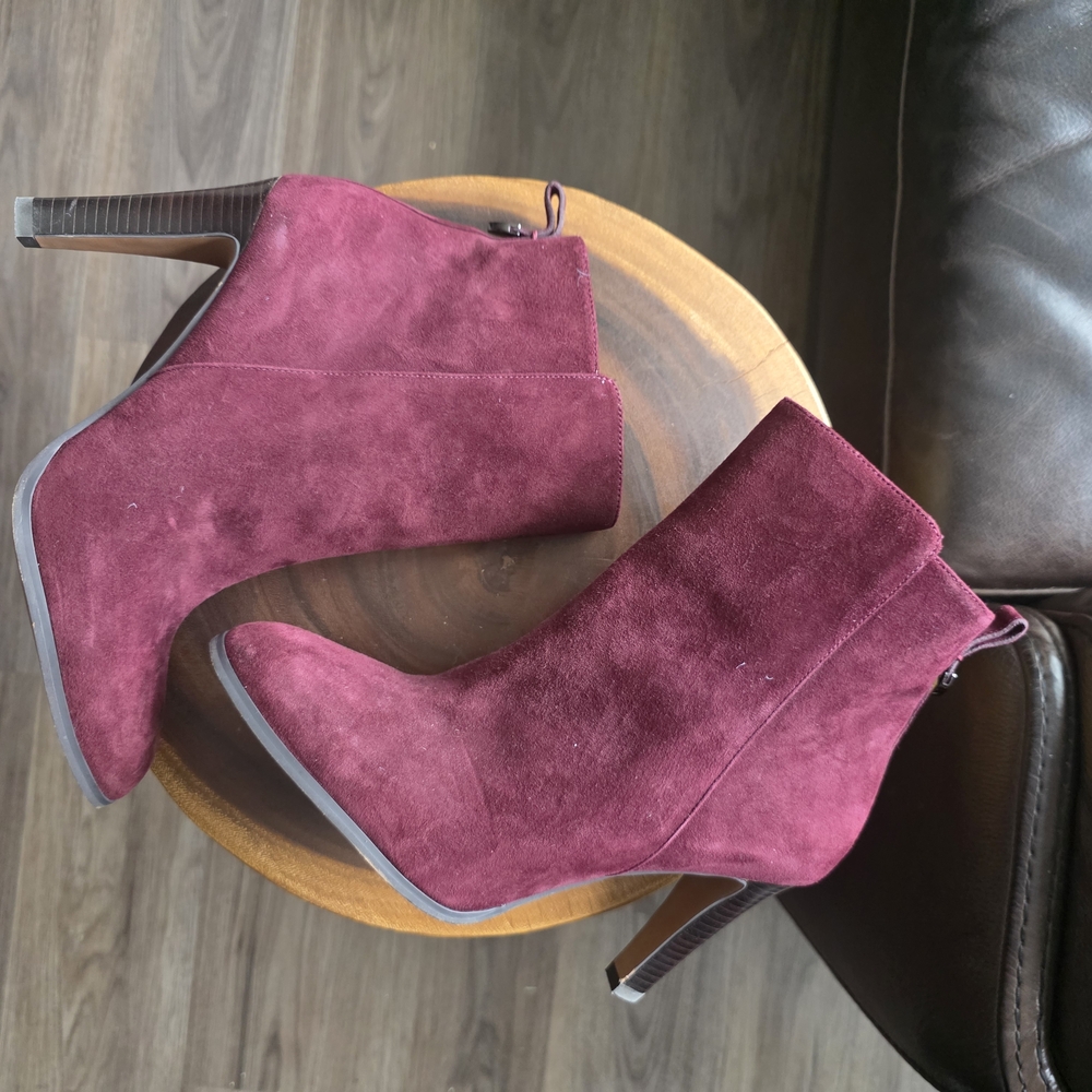 Coach Burgundy Suede Heeled Boots